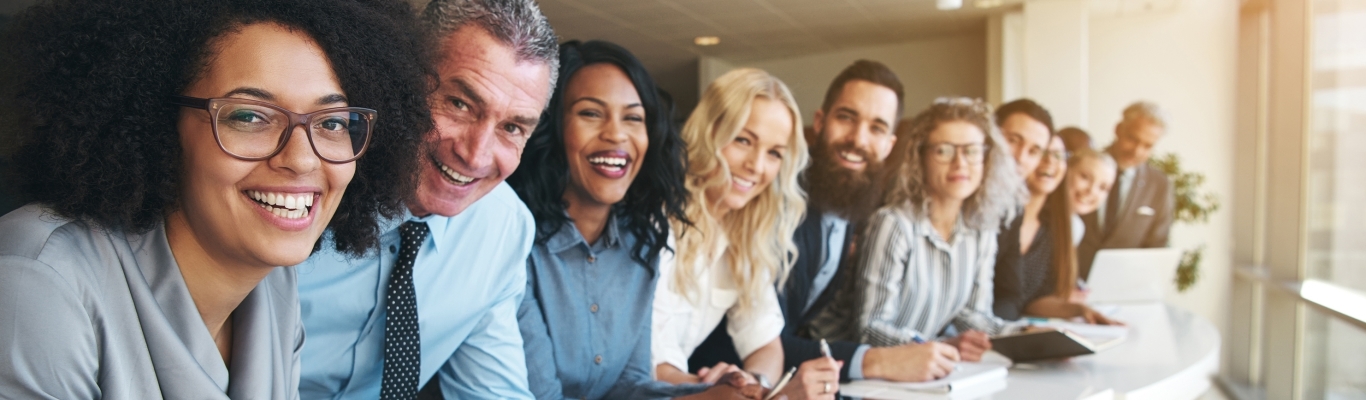 Diverse group of smiling co-workers